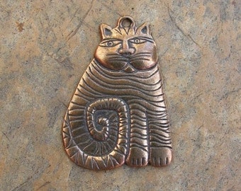 Bronze Cheshire Cat Charm Pendant