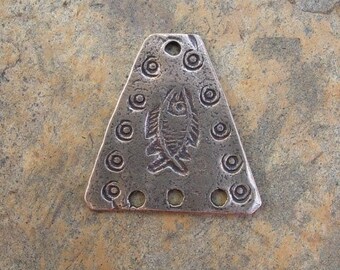 Bronze 3-hole Fish Charm Pendant