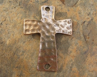 Hammered Bronze Cross Pendant