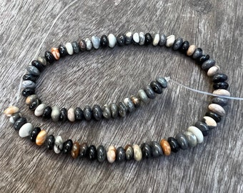 Natural Picasso Jasper Smooth Rondelle Beads Strand / Multi-Color Semi-precious Gemstone Rondelles / Spacer Beads