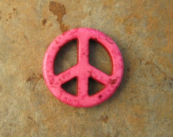 Pink Howlite Turquoise Peace Sign Pendant