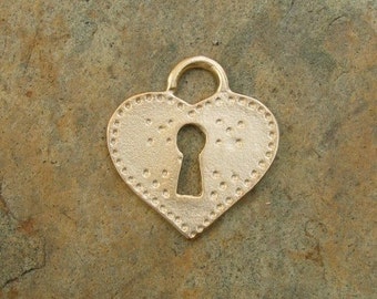 Brass 18kt Gold Overlay Heart Keyhole Charm Pendant