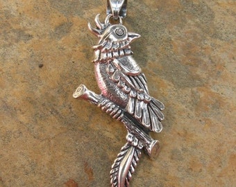 Sterling Silver Pheasant Bird Pendant with Bail