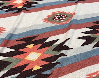 Ethnic Tribe Aztec fabric - Upholstery Southwestern Aztec Outdoor Fabric / Taupe Masala Burgundy
