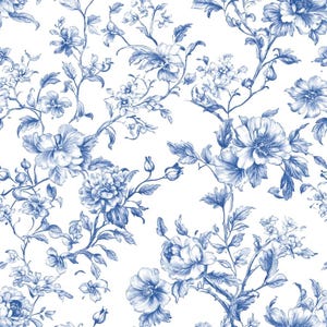Blue toile Fabric fabric by the yard. 60”with french style toile fabric for homedeco, tablecloth, curtain.