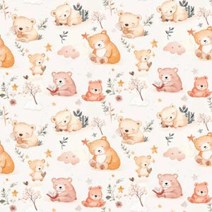 Baby bear fabric - kids clothing family bear baby shower Fabric by the Yard