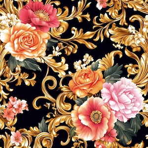 Luxurious Floral Print Fabric - Elegant and Intricate Pattern - Soft and -fabric By the Yard