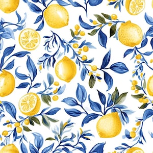 Tessuto italiano. Stampa, albero di limone, tessuto alla moda, design speciale, tessuto estivo, abbigliamento, tessuto per la decorazione della casa.