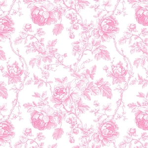 Pink Toile Fabric by the Yard. 60