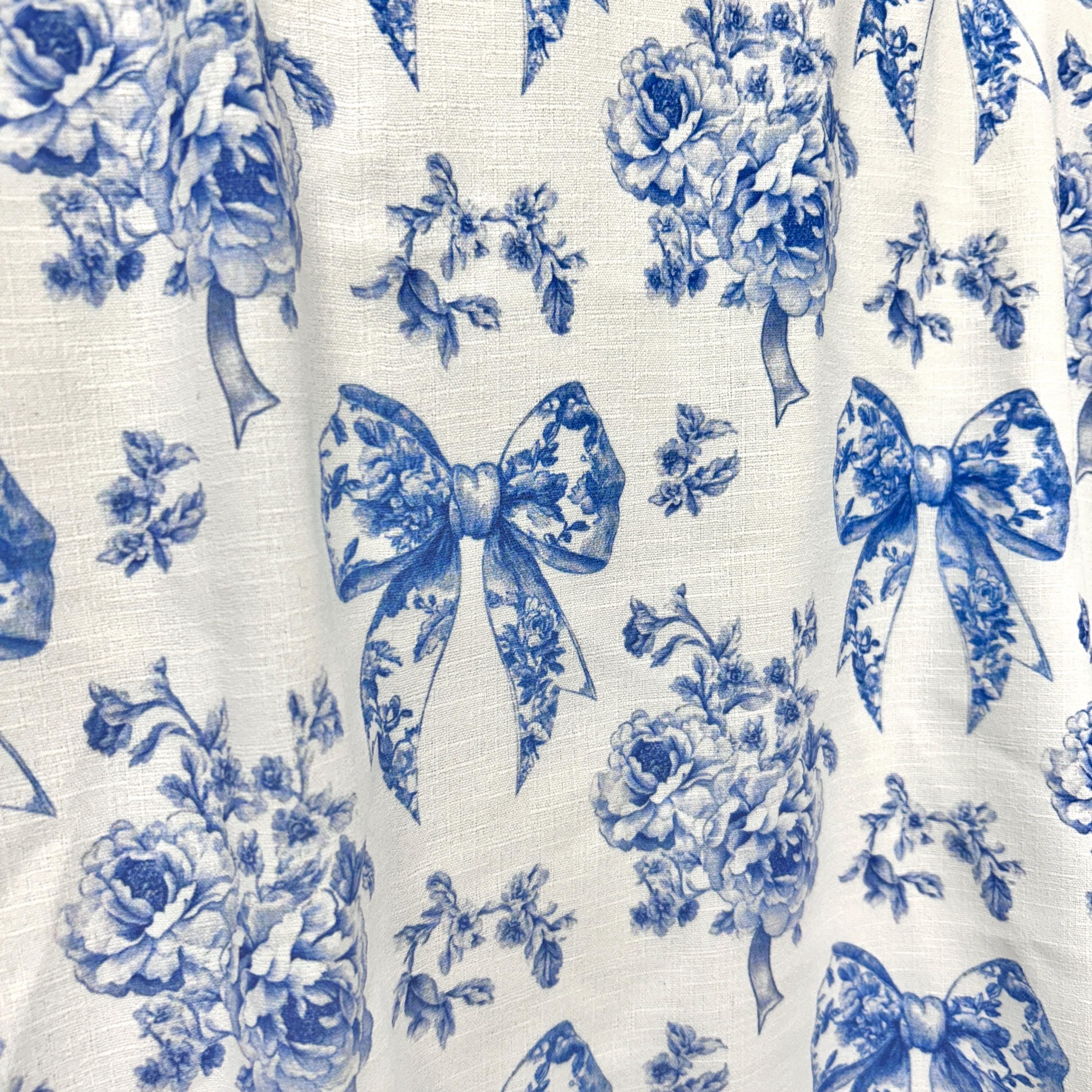 French Blue Toile Fabric of Ribon Deco. 60” With Fabric by the Yard ...