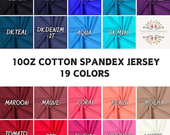 10oz Cotton Spandex fabric. Jersey Blend Knit Fabric Supply, Soft and Durable  Stretchy Cotton Spandex Material, Stretchy Cotton Spandex