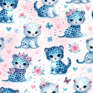baby leopard fabric. Baby animal  Fabric by the Yard