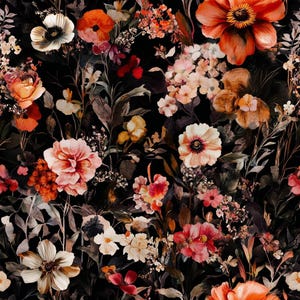 Dark Moody Fabric by the yard dark floral pillow fabric for moody décor french noir floral linen modern gothic glamorous black floral