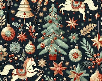 Kerststof, kerstmanstof, kerstbalstof. Bedrukte stof,