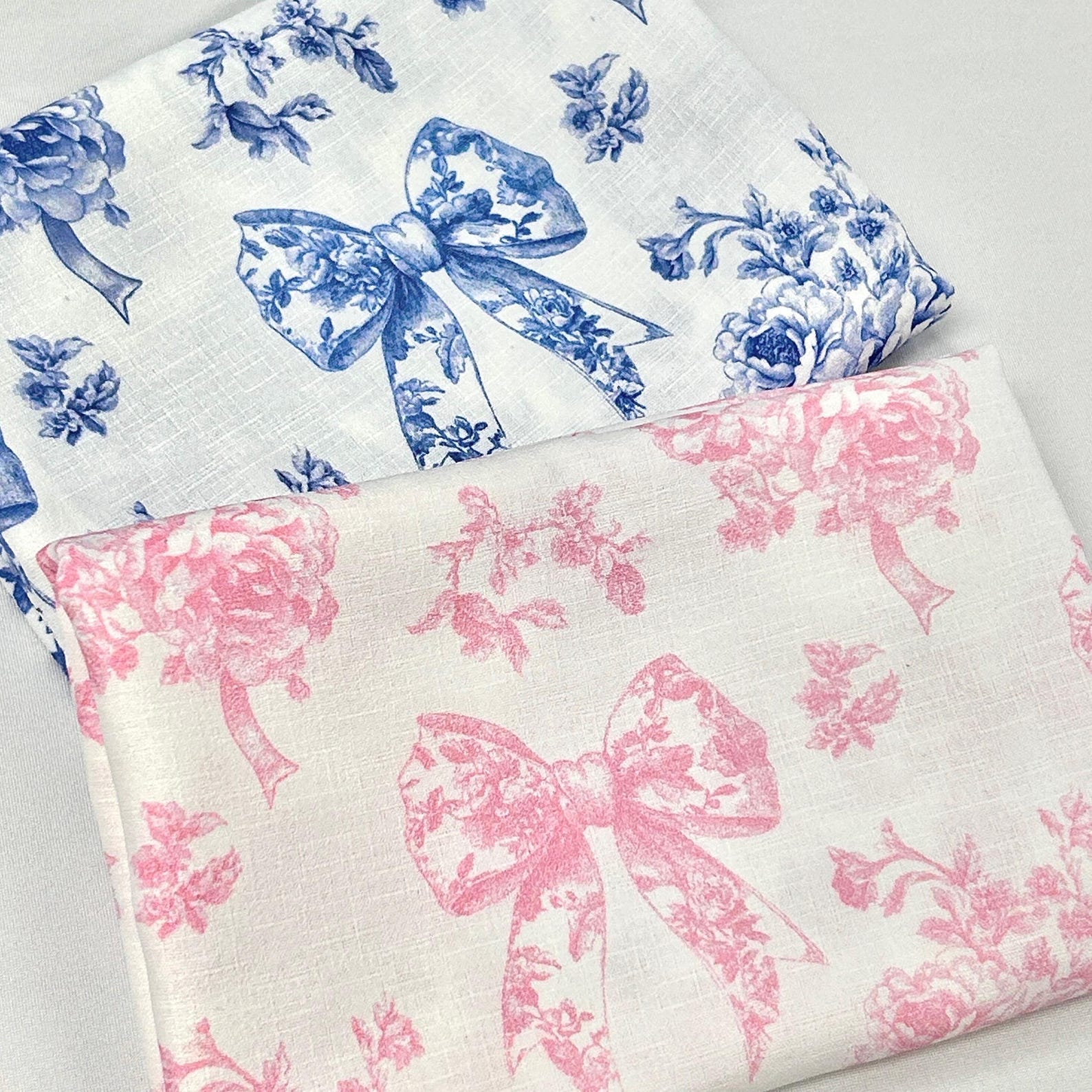 French Blue Toile Fabric of Ribon Deco. 60” With Fabric by the Yard ...