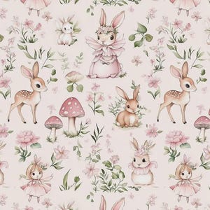 Fairy tale fabric. wonderland. watercolor illustrations of whimsical animals in Fabric By the  yard