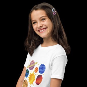 Youth Solar System T-Shirt – Colorful Planets & Stars Graphic Tee | Space Lover Shirt | Galaxy Astronomy Shirt | Unisex Kids Tee