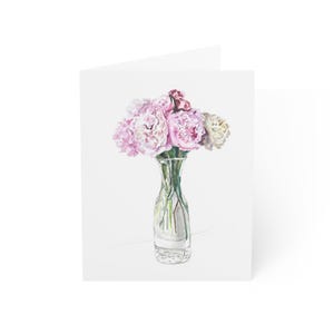 Biglietti d'auguri con peonie - Set da 1, 10, 30 o 50 pezzi, articoli di cancelleria, biglietti floreali, dipinti a mano, confezione per corrispondenza all'ingrosso