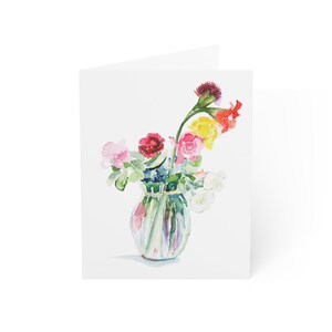 Cartões comemorativos em formato de vaso de flores - Conjunto com 1, 10, 30 ou 50 unidades, Papelaria, Cartões com mensagens florais, Pintados à mão, Pacote para correspondência em grandes quantidades
