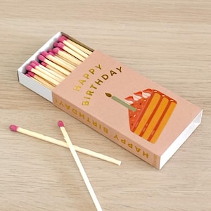 Happy Birthday Matchbox with 50 Pink tip matchsticks
