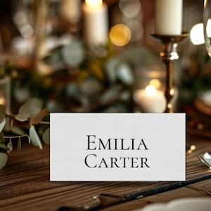 Tarjetas de nombre personalizables para bodas: plantilla editable de Canva para novias de 2025, tarjeta de nombre personalizada para mesa, simplemente lujosa