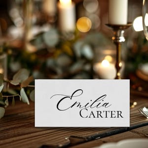Tarjetas de nombre personalizables para bodas: plantilla editable de Canva para novias de 2025, tarjeta de nombre personalizada para mesa, simplemente lujosa