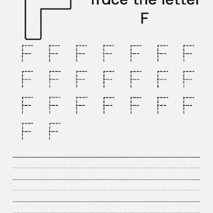 Kids letter tracing and coloring pages - Letter F/f