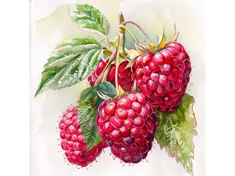 Watercolor Raspberry Clipart PNG, Digital Download - Etsy