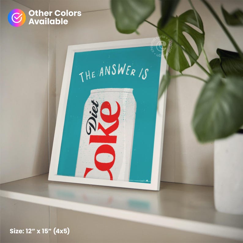 Diet Coke Print, Pink Pop Art Wall Art, Soda Lover Gift, Trendy Kitchen Poster, Aesthetic Apartment Decor, Printable Digital Download image 4