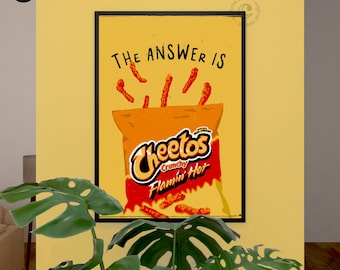 Hot Cheetos Print, Flamin Hot Snack Wall Art, Funny Kitchen Poster, Snack Lover Gift, Trendy Apartment Decor, Printable Digital Download