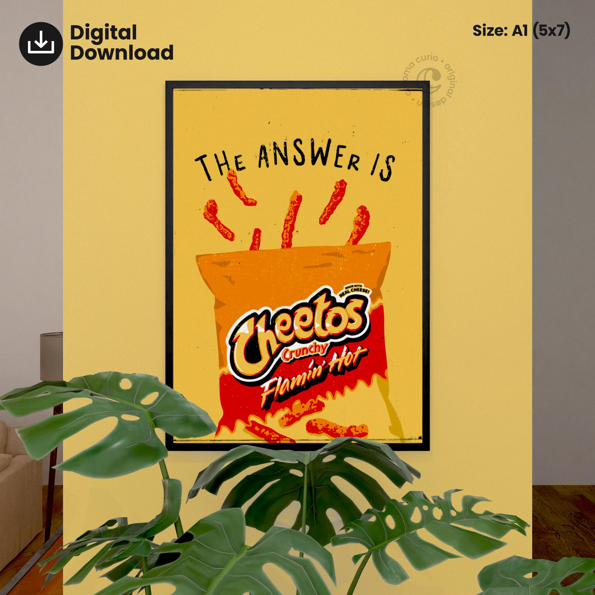 Hot Cheetos Print, Flamin Hot Snack Wall Art, Funny Kitchen Poster