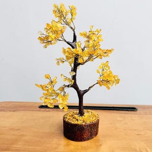 Natural Citrine Crystal Tree Gemstone Crystal Bonsai Fortune Money Tree for Good Luck Home Office Kitchen Décor Spiritual Gift 9-12inches