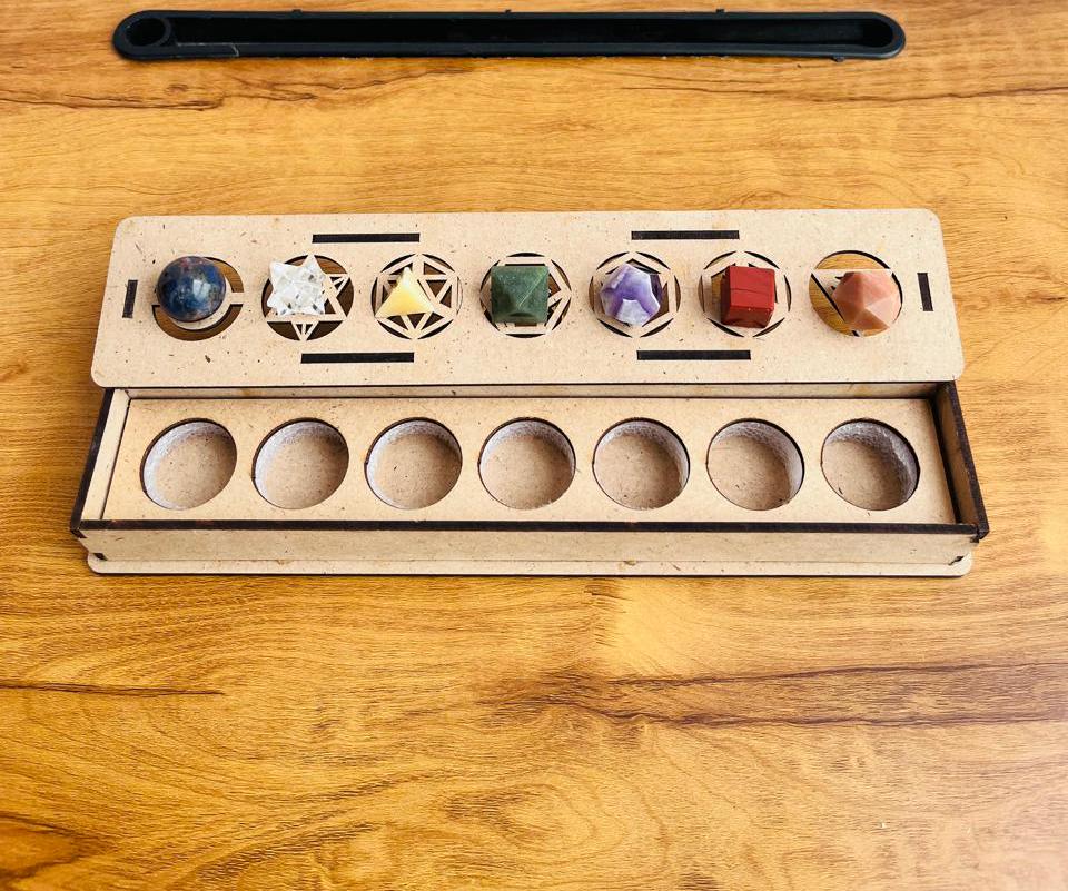 7 Chakra Sacred Geometry Set Platonic Solids Natural Gemstone Crystal ...