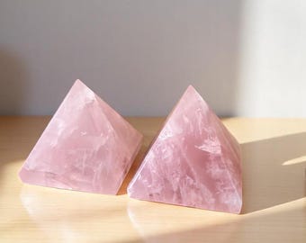 Large Rose Quartz Crystal Pyramid Handmade Crystal Home Office Decorative Crystal Pyramid Hand Carved Pyramid Healing Crystals Gift 50-60MM