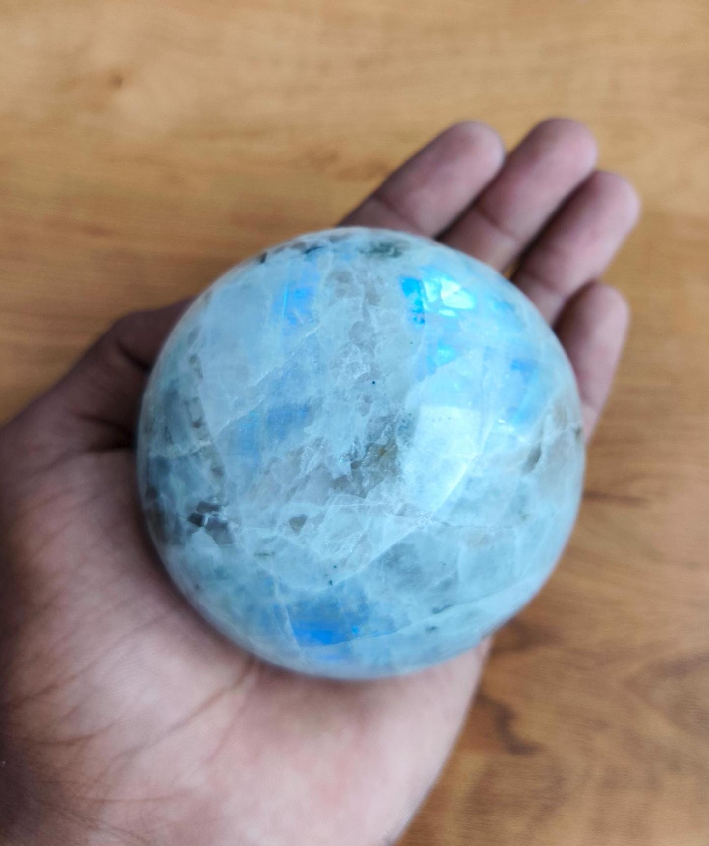 Large Flashy Rainbow Moonstone Crystal Sphere Handmade Crystal Ball For Home Office Table Decorative Healing carved Gemstone Sphere 65-75MM