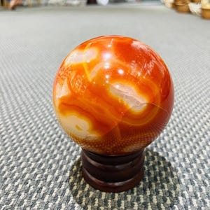 Large Carnelian Druzy Crystal Sphere - Crystal Red Carnelian Ball Vibrant Red Orb - Courage & Creativity Gemstone - Unique Gift Home Decor