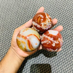 55-65MM Red Carnelian Druzy Crystal Spheres Carnelian Gemstone Ball Carved Crystal Home Decor Gift 1Pc