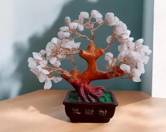 Natural Green Aventurine  Crystal Tree Feng Shui Money Tree Gemstone Gem Tree Bonsai Style Home Office Desk Decoration for Wealth and Luck