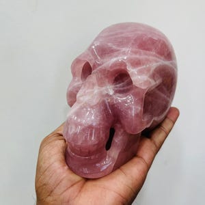 Large Rose Quartz Crystal Skull Handmade Crystal Home Office Decorative Skull Carved Crystal Pink Skull