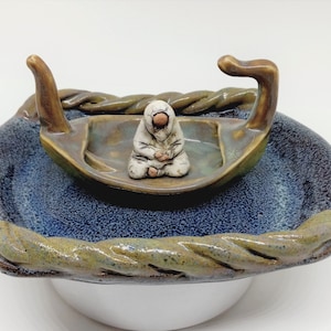 Ceramic Ring Boat Dish Collectible Miniature Pottery Handmade