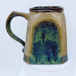 Earthy Blue Green Coffee Mug Ceramic Handmade Large 12 Oz Cup