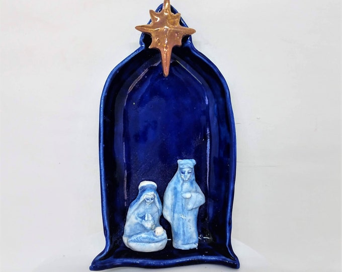 Miniature Nativity Ornament Holy Family Ceramic Folk Art Etsy