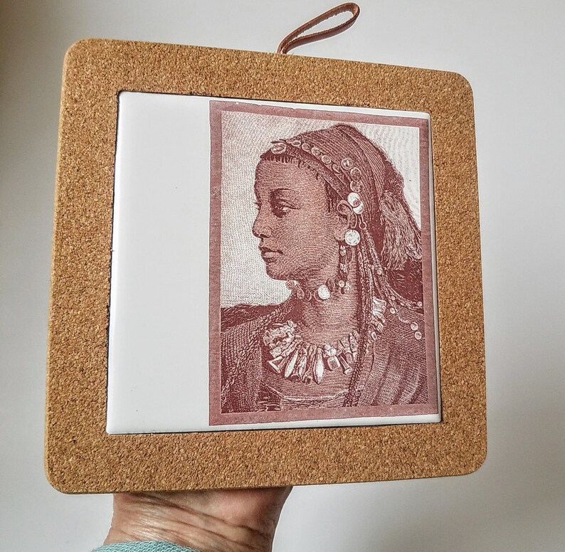 Sepia Nubian Queen Trivet Tile Cocina Decoración Regalo para Chef imagen 2