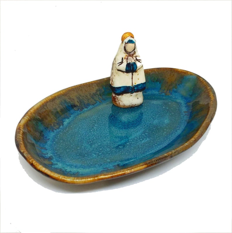 Our Lady Rustic Madonna Miniature Ceramic Tiny Queen image 0