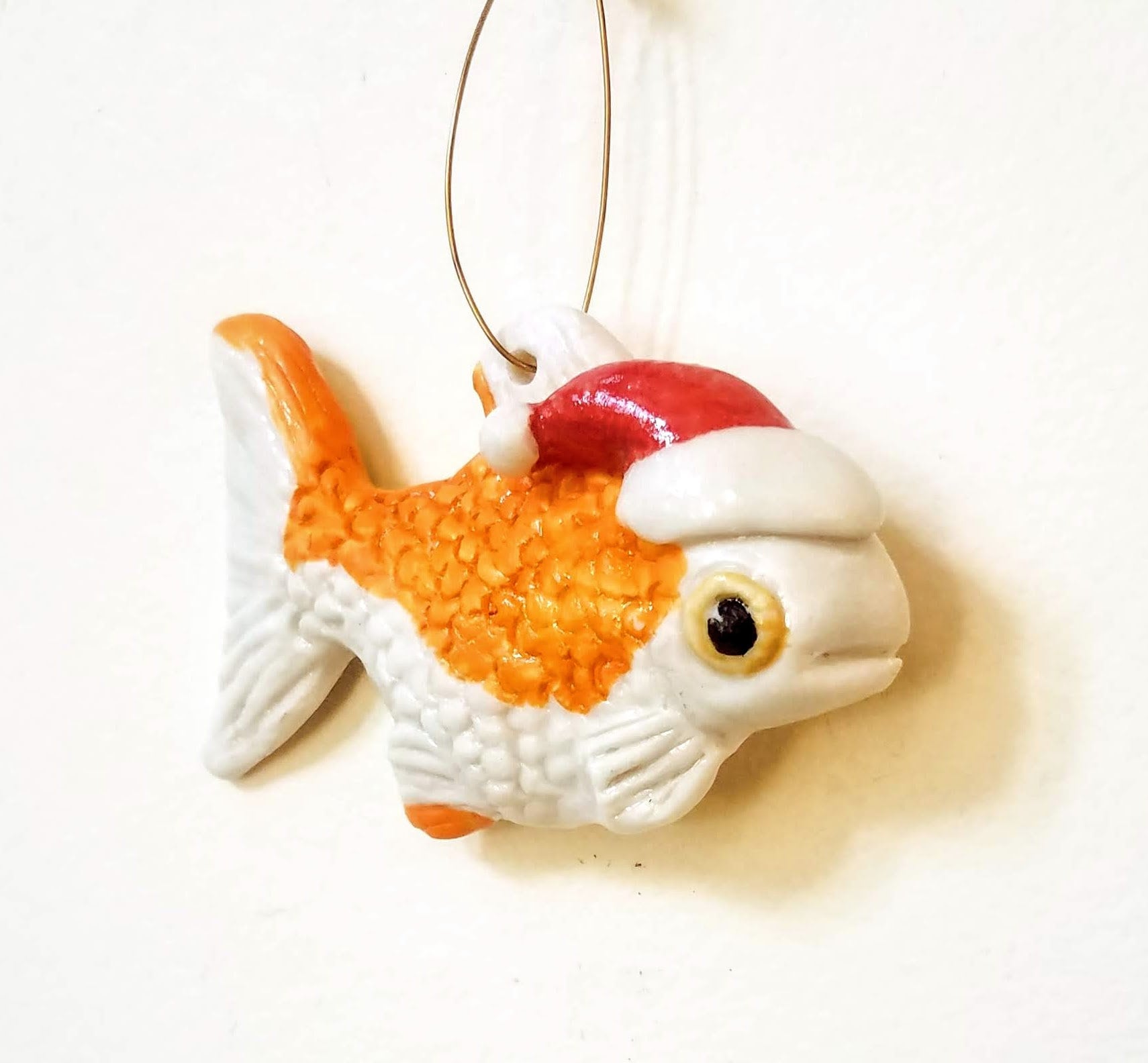 Gold Fish Orange and White Home Decor Ceramic Ornament Sculpture Animal