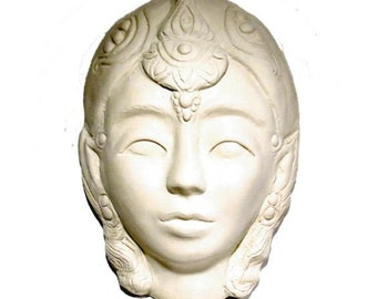 Face Sculpture Art Wall Hanging Fine Art Ceramic Deva