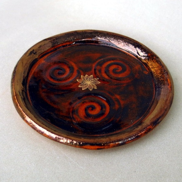 Small Spiral Ring Ceramic Dish Tea Bag Holder Spoon Rest Home Decor Trinket Holder