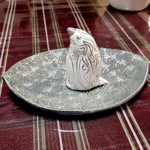 DNRPagan Penguin Figurine Ceramic Animal Totem Porcelain Bird Sculpture Whimsical Folk Art