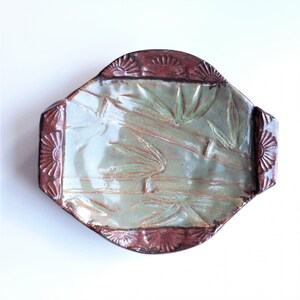 Ceramic Bamboo Motif Platter, Sushi Plate or Tile Wall Hanging image 2