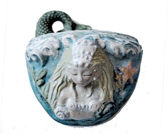 Mermaid Wall Pocket Porcelain Garden Ceramic Art Planter